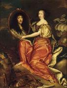 Henriette d'Angleterre as Minerva holding a painting of her husband the Duke of Orleans